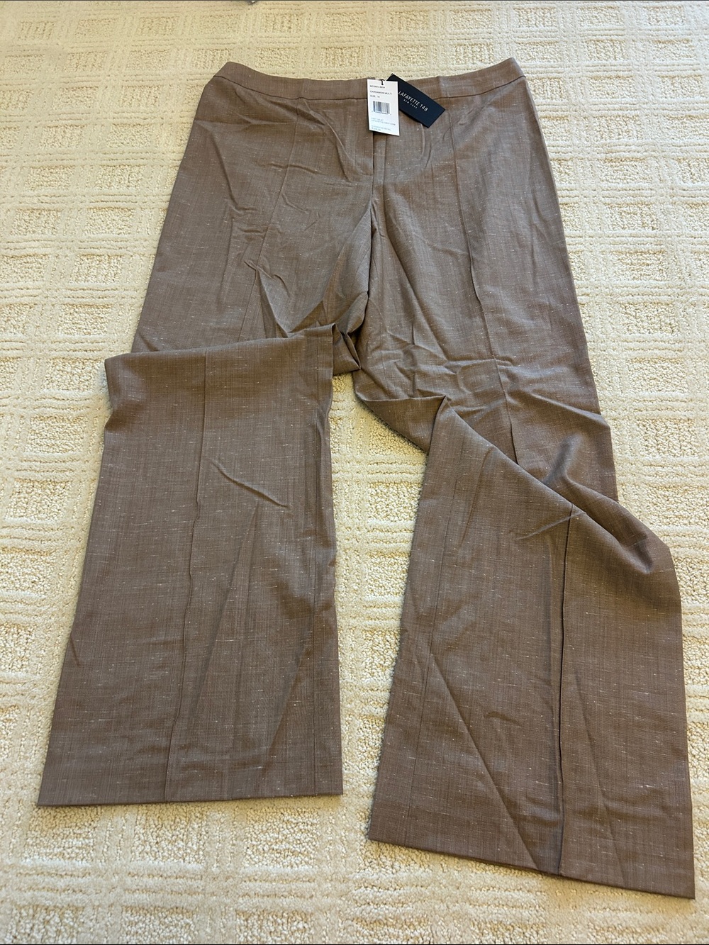 Lafayette 148 New York Taupe Brown Wide-Leg Trousers